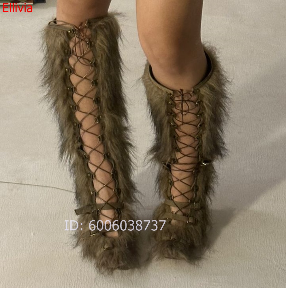 Dames kniehoge laarzen met plu - Elastic Lace Trim recensie en prijs