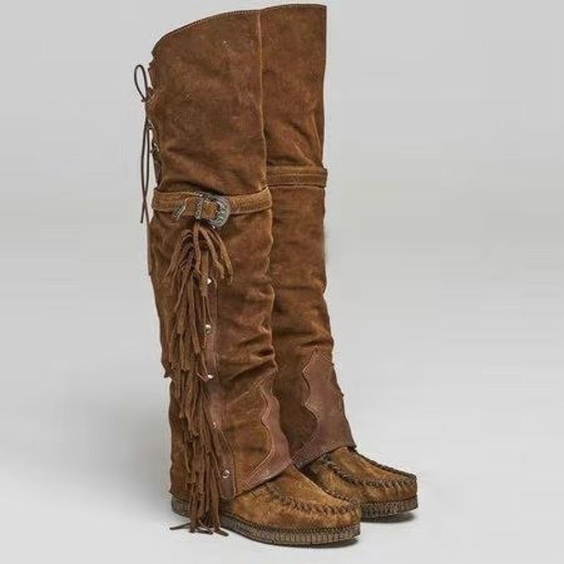 2026 Nieuwe Dames Over-de-Knie - Tassel Fringe Trim recensie en prijs